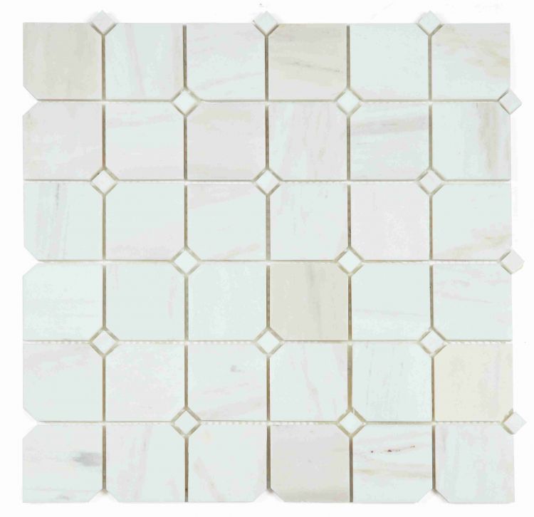 Elysium Tiles Clipped Square Wooden White Honed 11.75 x 11.75 Mosaic Tiles