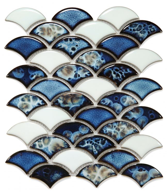 Elysium Tiles Dragon Scale Ocean 9.75 x 12 Mosaic Tiles