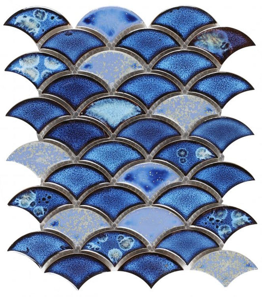 Elysium Tiles Dragon Scale Royal Blue 9.75 x 12 Mosaic Tiles