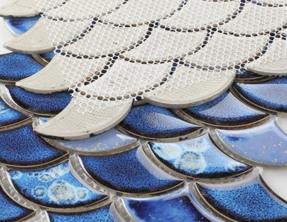 Elysium Tiles Dragon Scale Royal Blue 9.75 x 12 Mosaic Tiles