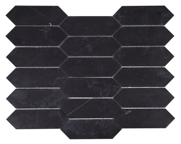 Elysium Tiles Elongated Hex Marquina 11.75'' x 15'' Mosaic Tiles