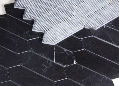 Elysium Tiles Elongated Hex Marquina 11.75'' x 15'' Mosaic Tiles