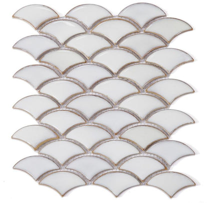 Elysium Tiles Dragon Scale Fancy White 9.75 x 12 Mosaic Tiles