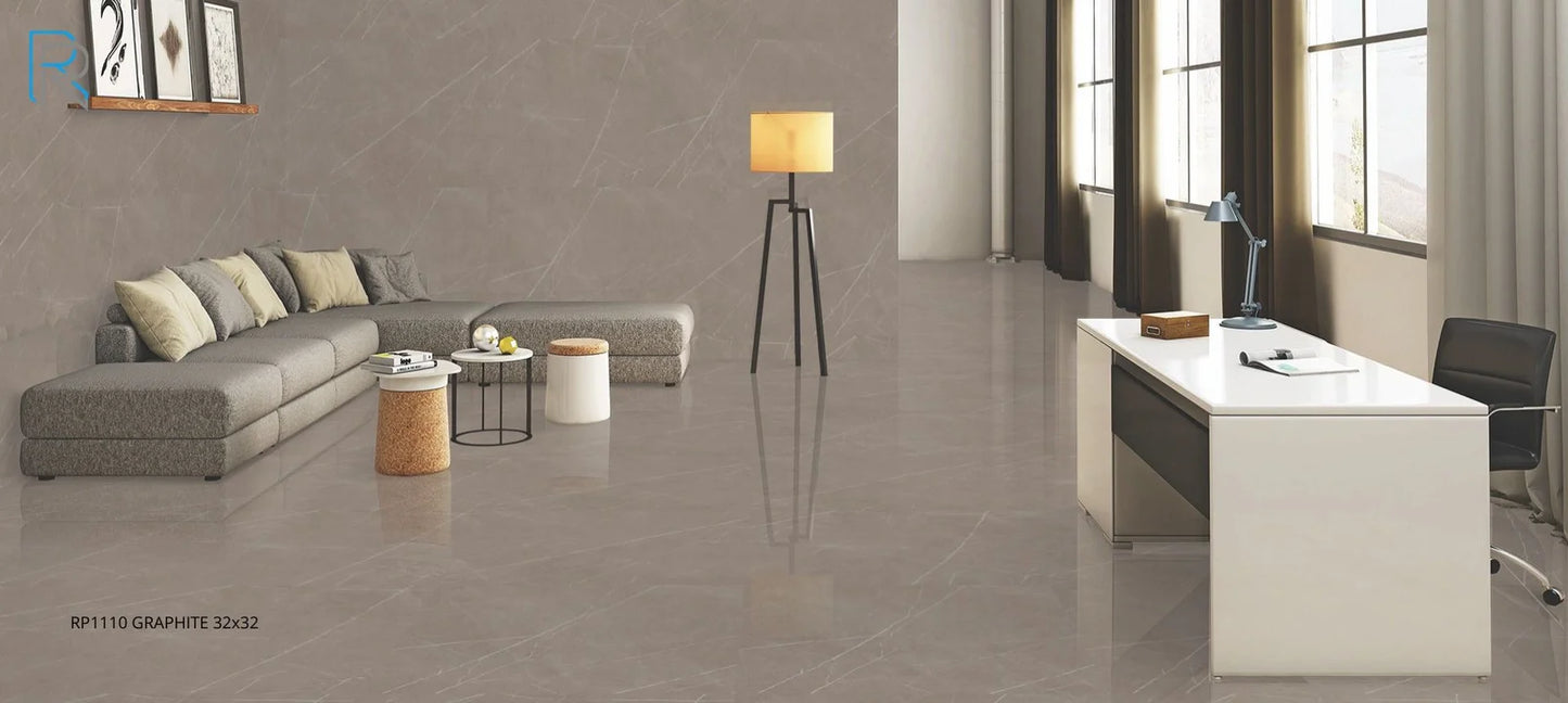 Raphael Stone RP1110  Graphite 32'' x 64'' Polished  Porcelain Tile