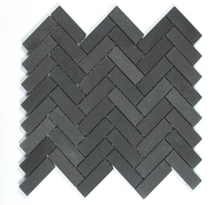 Elysium Tiles  Herringbone Basalt 11 x 12.5 Mosaic Tiles