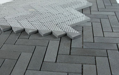 Elysium Tiles  Herringbone Basalt 11 x 12.5 Mosaic Tiles