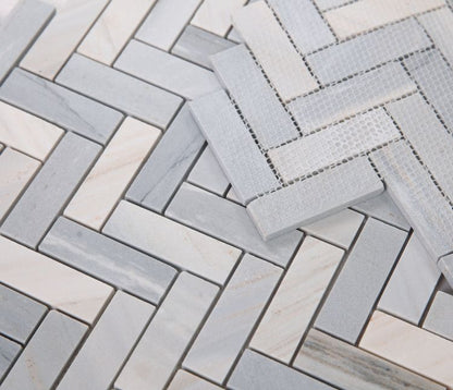 Elysium Tiles Herringbone Italian Blue 11 x 12.5 Mosaic Tiles