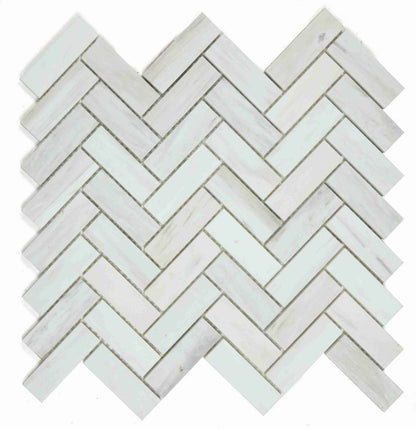 Elysium Tiles Herringbone Wooden White Honed 12 x 12 Mosaic Tiles