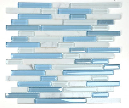 Elysium Tiles Linear Carrara Blue 11.75'' x 12'' Mosaic Tiles