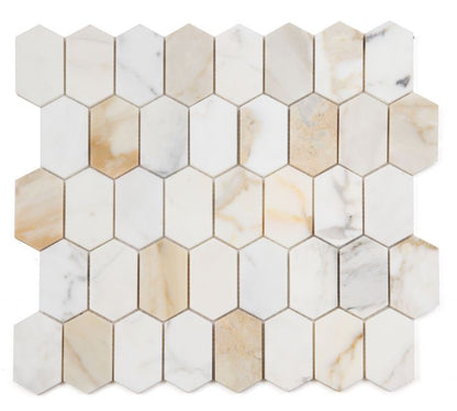 Elysium Tiles Montage Calacatta Gold Honed 12.5 x 13.25 Mosaic Tiles