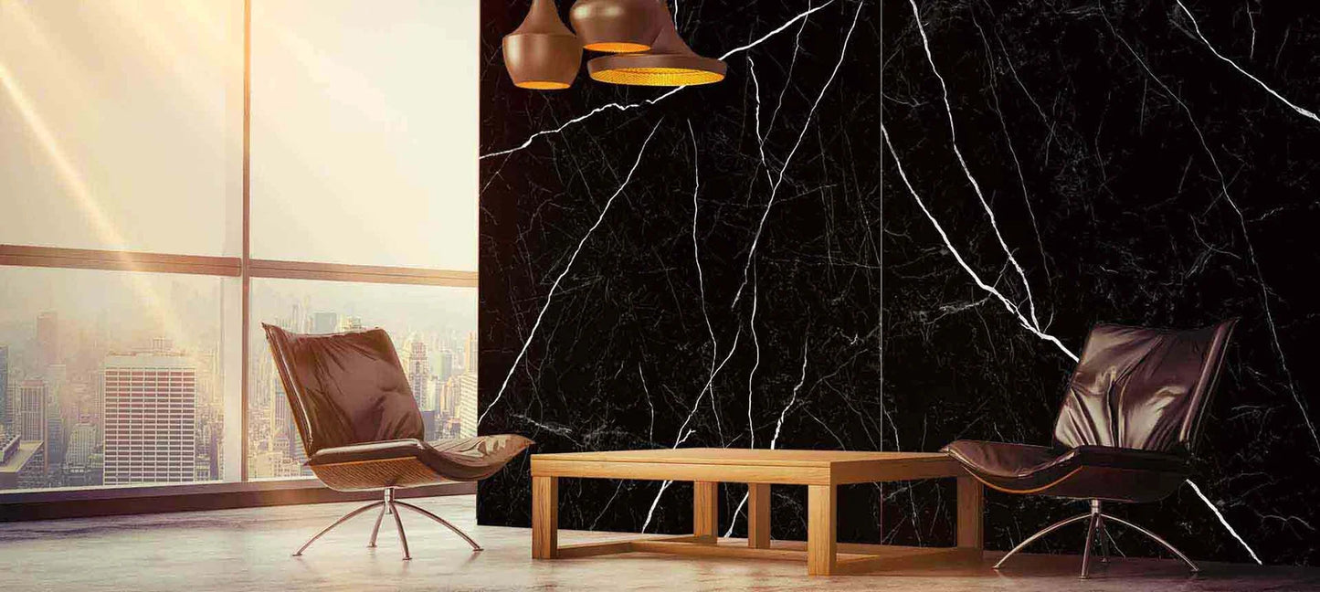 Raphael Stone RP1013 Nero Marquina 32'' x 64'' Polished  Porcelain Tile