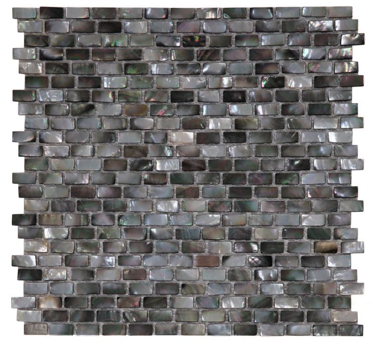 Elysium Tiles Pearl Black Mini Brick 11.25'' x 11.25'' Mosaic Tiles