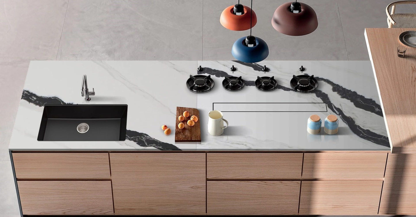 Raphael Stone Panda Black RQ9962  |126' x63''|  2 cm Polished Quartz Slab