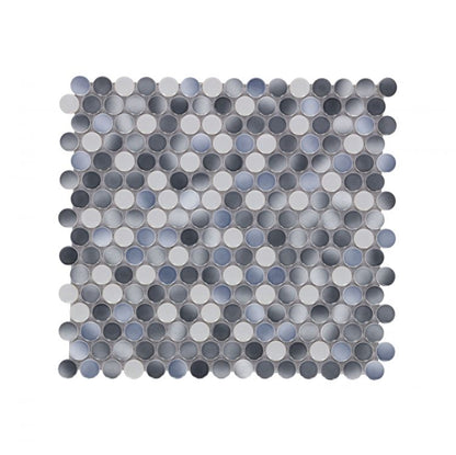 Elysium Tiles Penny Round Gradient Grey Glossy 11.50'' x 12.25'' Mosaic Tiles