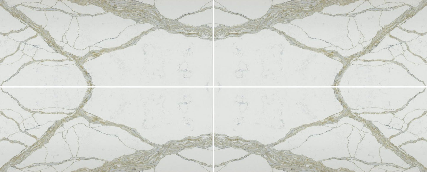 Raphael Stone Fountain Gold RQ9918  |126' x63''|  2 cm Polished Quartz Slab