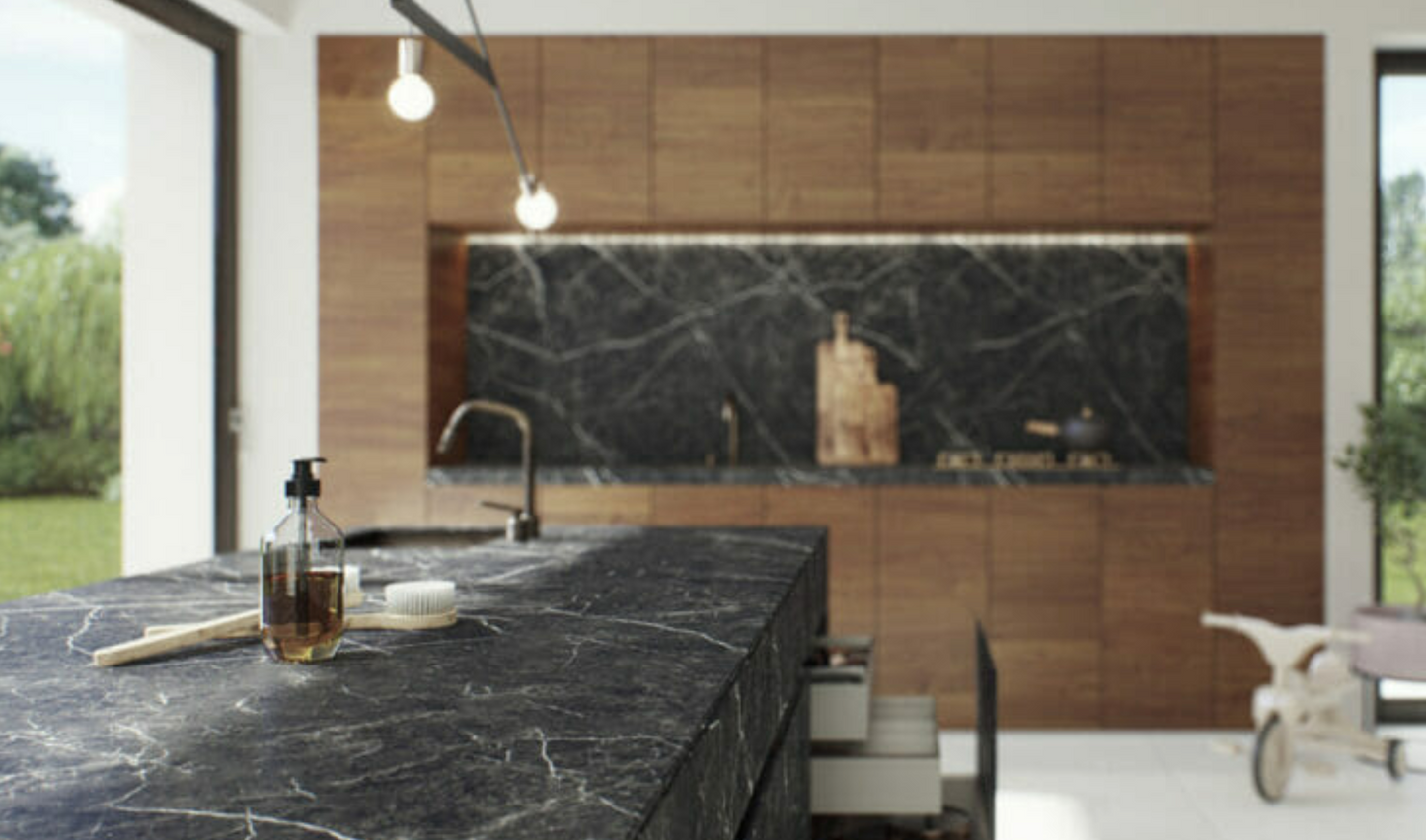 Caesarstone Smokestone|124.5’’ x  61.5’’|1.2 cm| Ultra Rough Finish Porcelain Slab