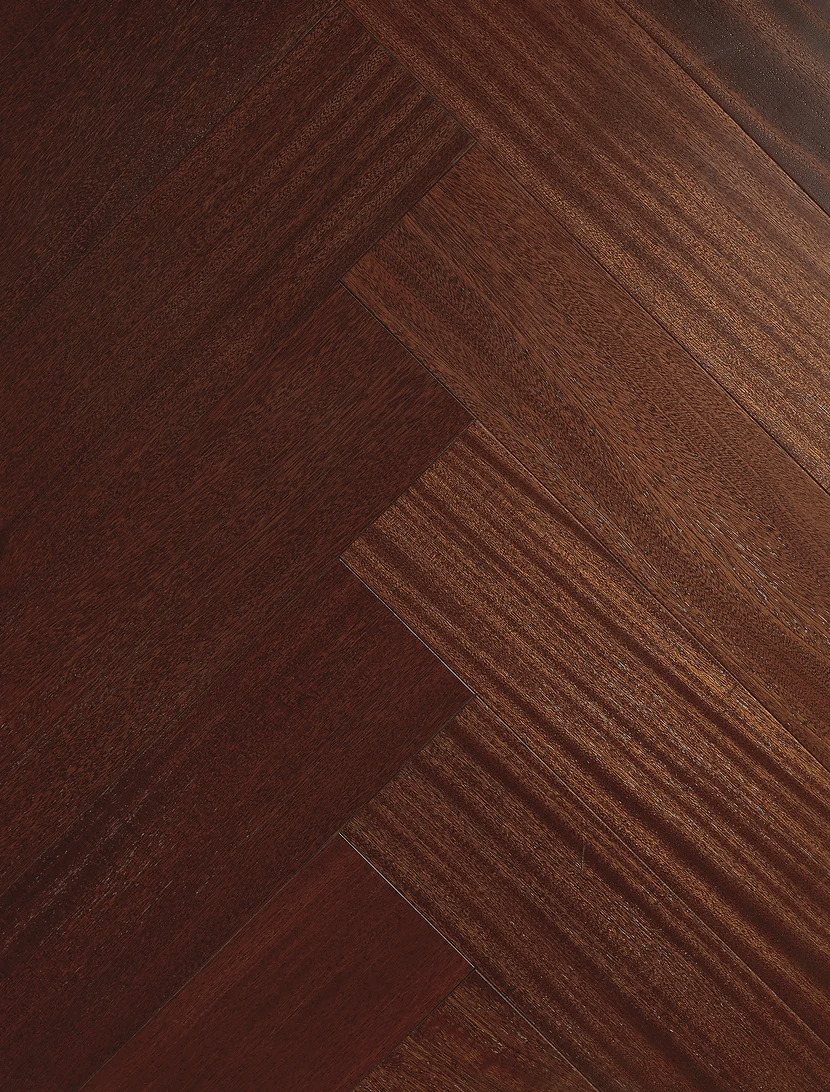 Amazon Wood Floors Vila Do Conde Caramelo HB African Mahogany Engineered Hardwood Flooring 4-3/4’’ x FL 24’’