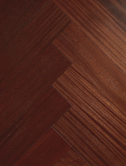 Amazon Wood Floors Vila Do Conde Caramelo HB African Mahogany Engineered Hardwood Flooring 4-3/4’’ x FL 24’’