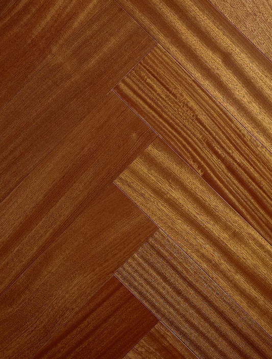 Amazon Wood Floors Vila Do Conde Natural HB African Mahogany Engineered Hardwood Flooring 4-3/4’’ x FL 24’’