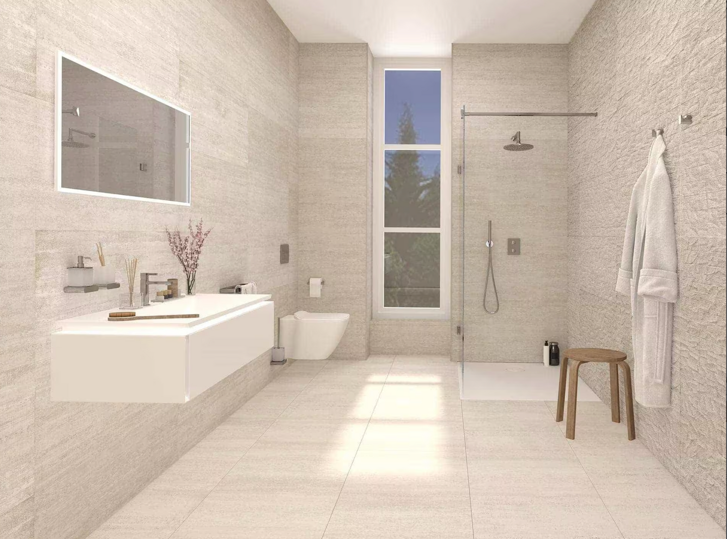 Porcelanosa Mosaico Nantes Caliza 18"X47" Ceramic Matte Wall Tile