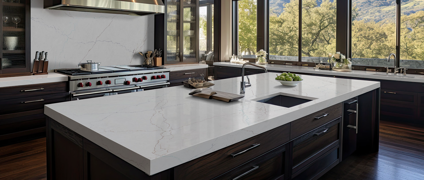 MSI Calacatta Miraggio SeaGlass 126x63 2 cm Polished Quartz Slab