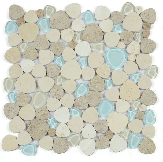 Elysium Tiles Peach Blue Roma 12 x 12 Mosaic Tiles