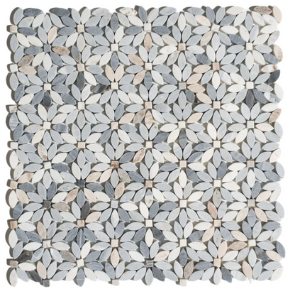 Elysium Tiles Daisy Wild Blue 12.75 x 12.50 Mosaic Tiles