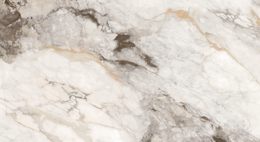 Elite Stone |Amber Calacatta |122"-126"x63"| 2 cm Polished Quartz Slab