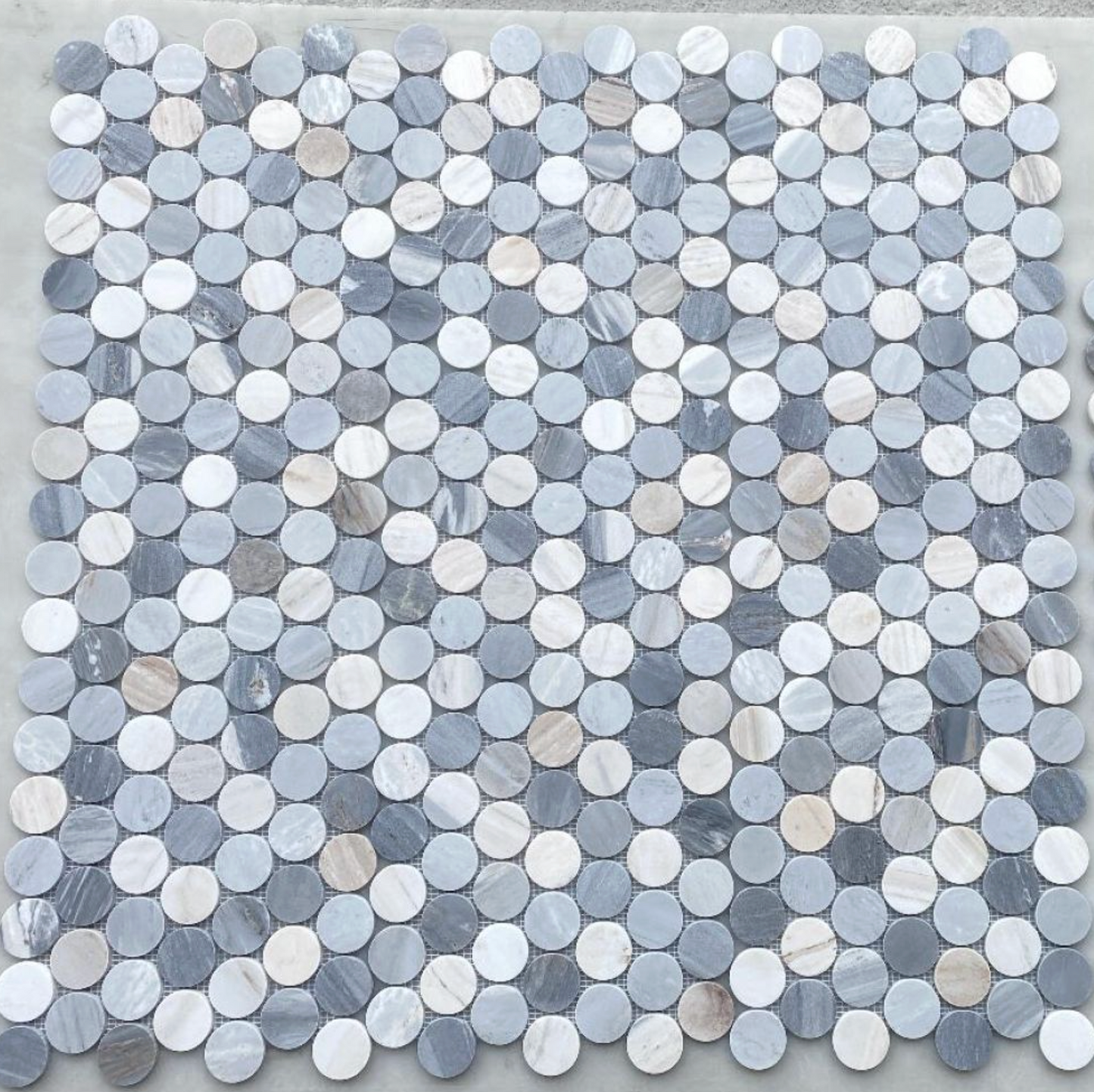 Elysium Tiles Penny Marble Large Blue 11.75 x 12 Mosaic Tiles