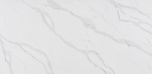 Elite Stone |Aurora Calacatta |122"-126"x63"| 2 cm Polished Quartz Slab