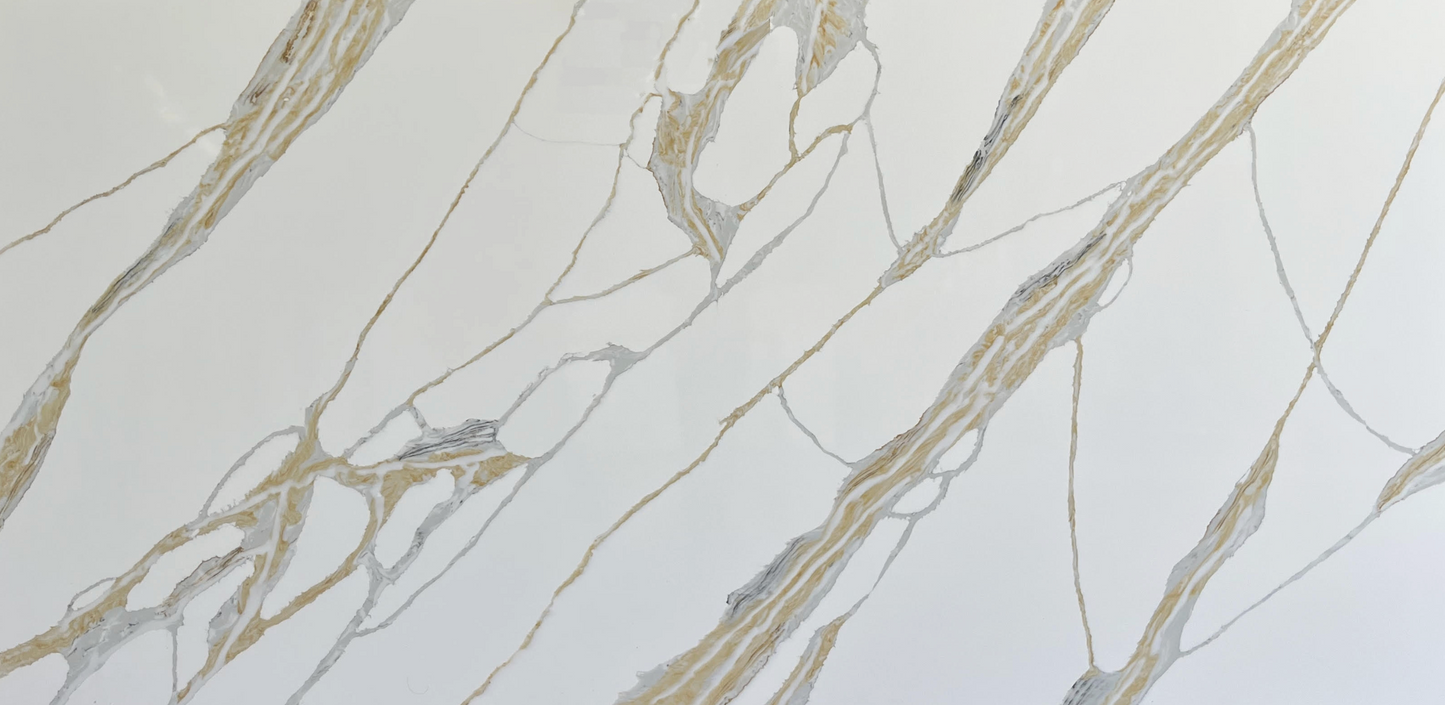 Elite Stone |Nile Calacatta |122"-126"x63"| 2 cm Polished Quartz Slab