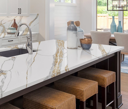 Elite Stone |Nile Calacatta |122"-126"x63"| 2 cm Polished Quartz Slab
