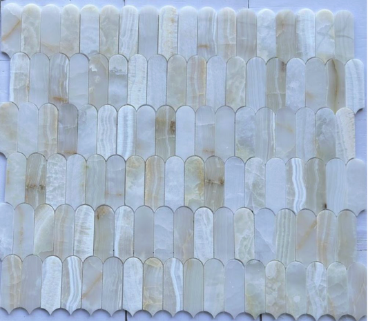 Elysium Tiles Piano Onyx White Polished 10 x 11.75 Mosaic Tiles
