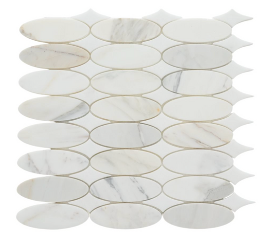 Elysium Ellipse Calacatta Honed 11.75 x 12 Mosaic Tiles