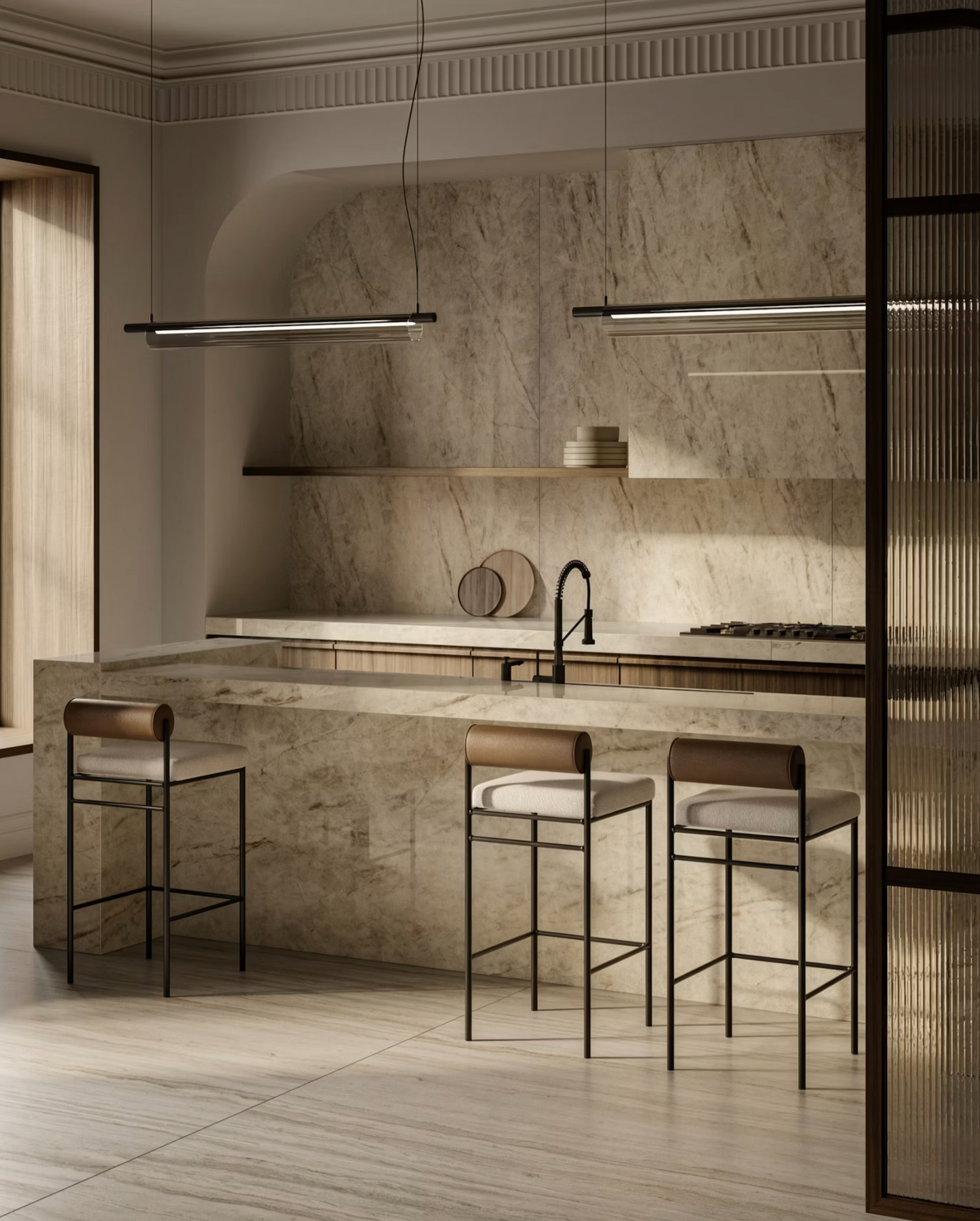 Éclos by Cosentino | Tajnar 128 x 63 x 2 cm | Glossy Finish Silica-Free Layered Mineral Surface