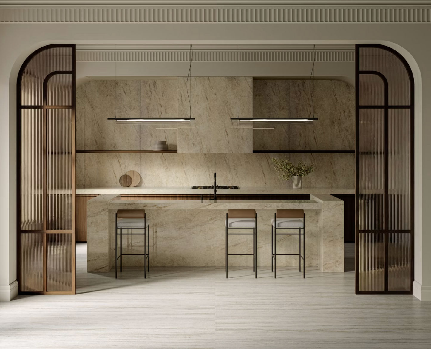 Éclos by Cosentino | Tajnar 128 x 63 x 2 cm | Glossy Finish Silica-Free Layered Mineral Surface