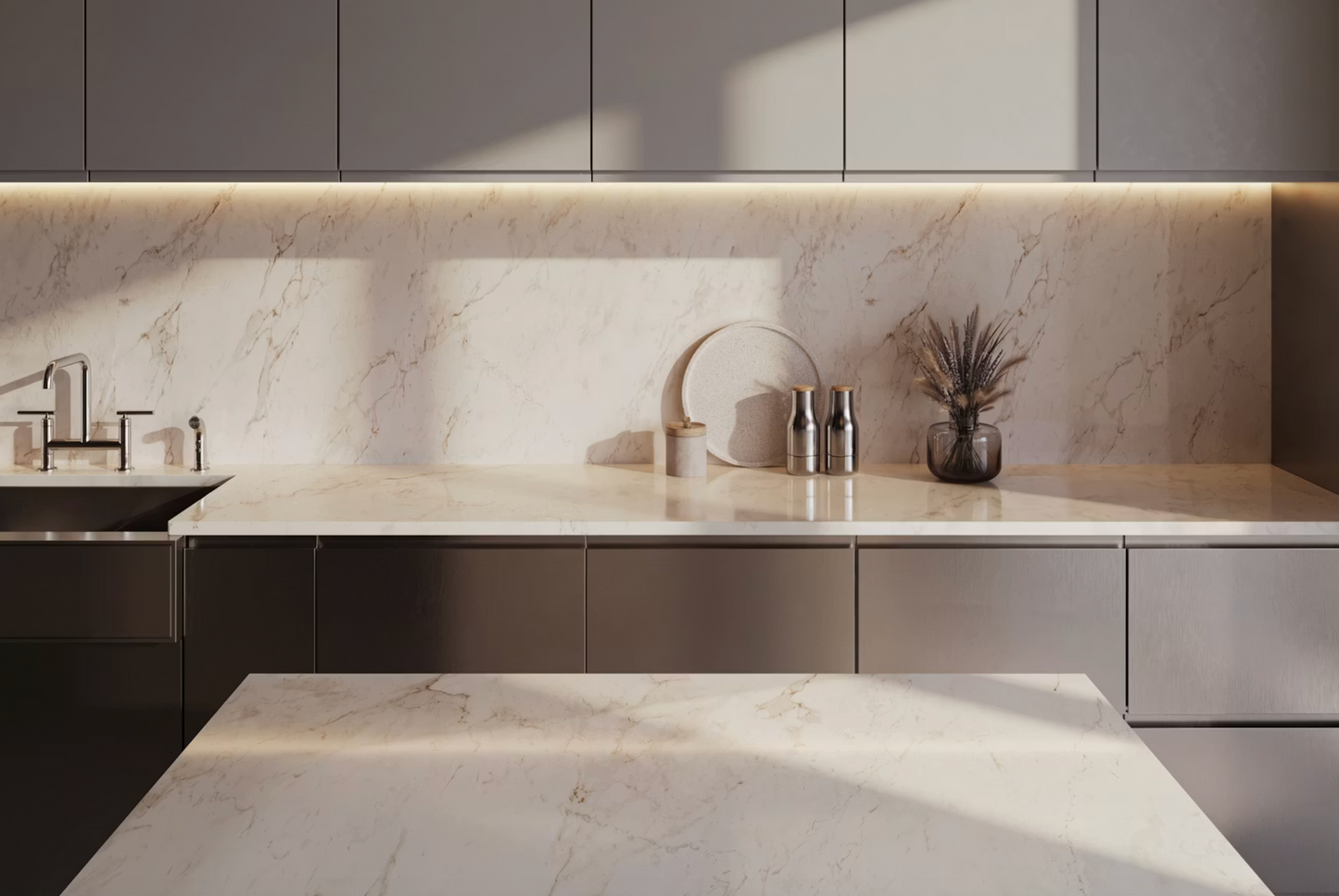 Éclos by Cosentino | Landr 128 x 63 x 2 cm | Glossy Finish Silica-Free Layered Mineral Surface