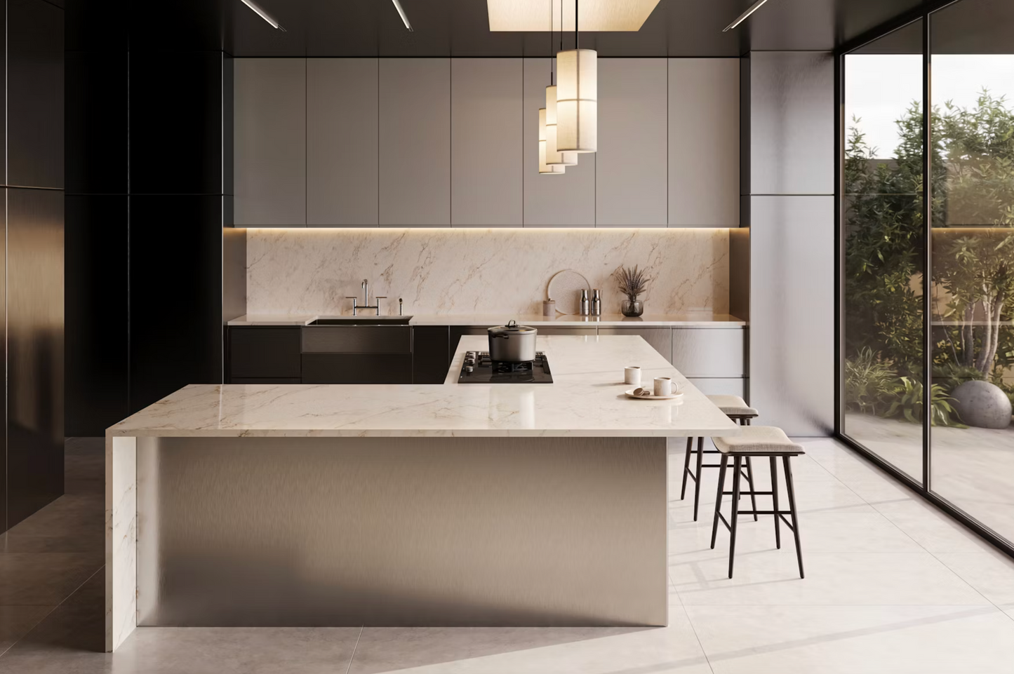 Éclos by Cosentino | Landr 128 x 63 x 2 cm | Glossy Finish Silica-Free Layered Mineral Surface
