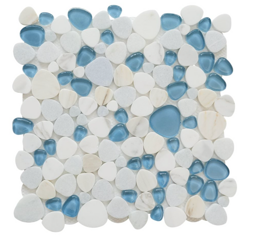 Elysium Tiles Peach Royal Blue 12 x 12 Mosaic Tiles