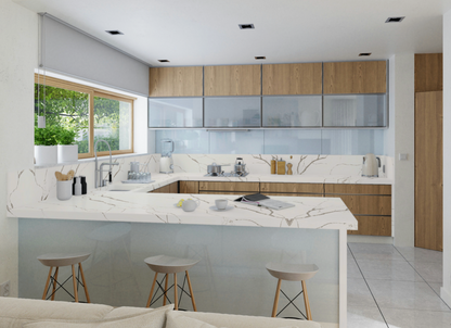 Stratus Surfaces|Status Quartz| Calacatta Super Bella |138 x 79 x 2 cm Polished Quartz Slab