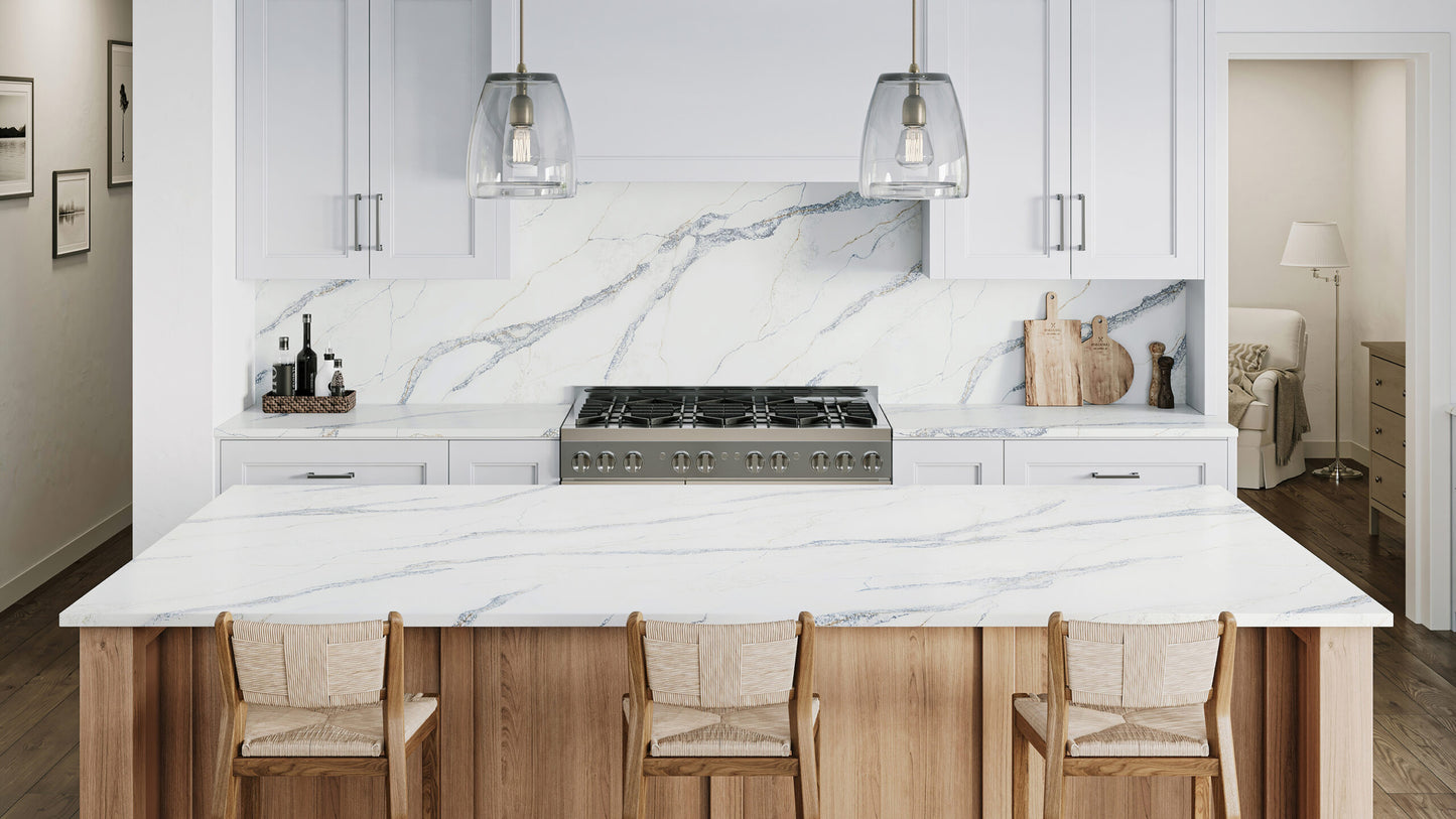 Stratus Surfaces | StratusQuartz | Sorrento | 140 x 81  2 cm Super Jumbo Bookmatched Quartz Slab