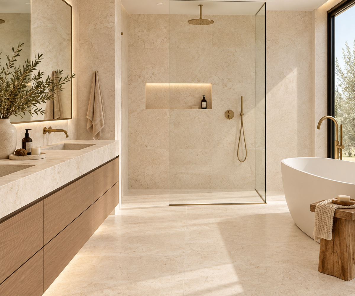Elysium Tiles Lightstones.02 Cream Soft Touch 48 x 48 Matte Porcelain Tiles