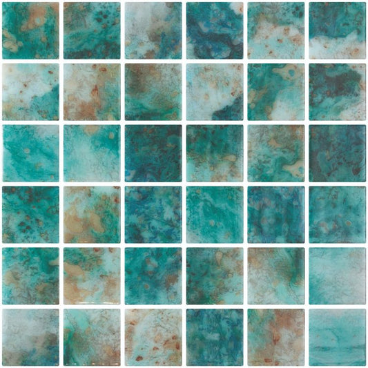 Elysium Tiles Vanguard Penta Green 12.25''x12.25'' Mosaic Tiles
