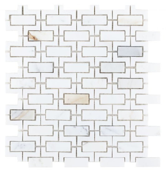 Elysium Tiles Aztec Calacatta 10.25'' x 11.25'' Mosaic Tiles