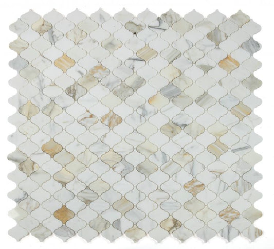 Elysium Tiles Arabesque Calacatta Gold 12''x 12'' Mosaic Tiles