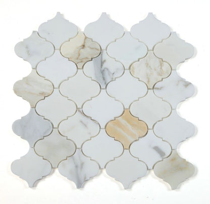 Elysium Tiles Arabesque Calacatta Gold 12''x 12'' Mosaic Tiles