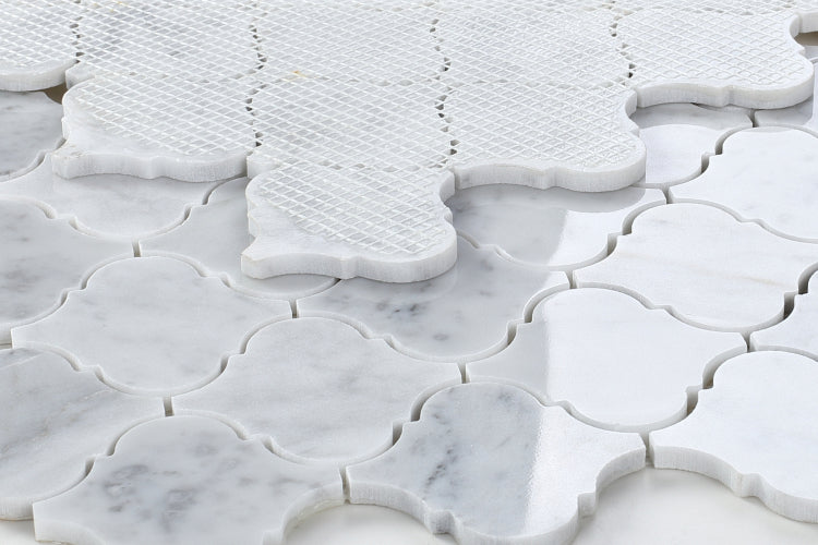 Elysium Tiles Arabesque Carrara 10.50''x 12.50'' Mosaic Tiles