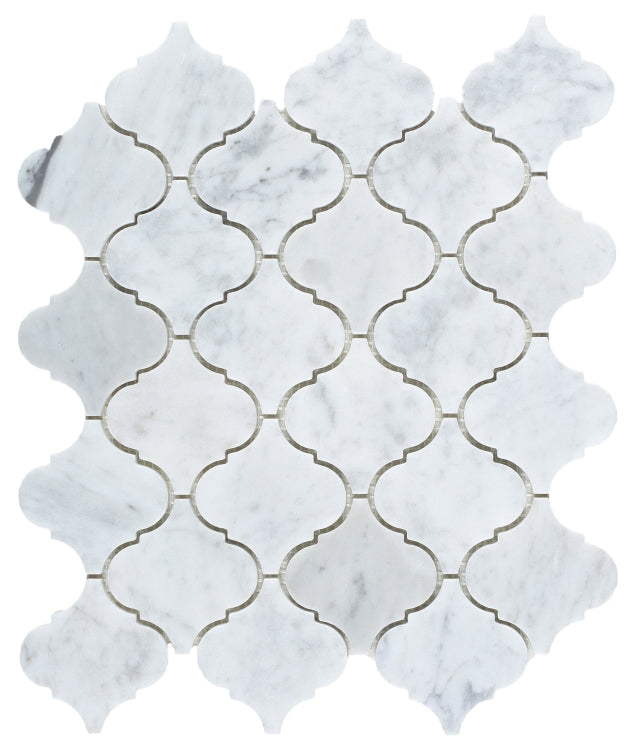 Elysium Tiles Arabesque Carrara 10.50''x 12.50'' Mosaic Tiles