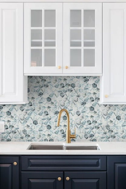 Elysium Tiles Vanguard Hex XL Azul 11.25 x 11.25 Mosaic Tiles