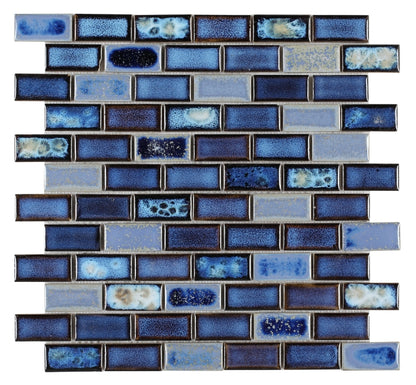 Elysium Tiles Brick Royal Blue 11.75'' x 11.75'' Mosaic Tiles